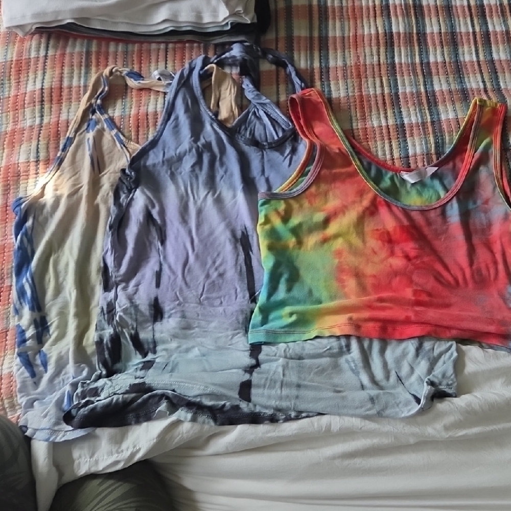 Lot Of 3 Colorful Tie-Dye Festival Tank Tops
